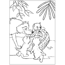 pagina da colorare: Illustrazione da Il libro della giungla: lupi e mowgli