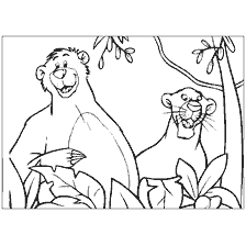 pagina da colorare: Colorare Bagheera e Baloo dal libro della giungla