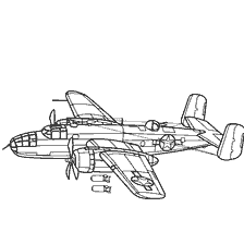 kolorowanka: Czarno-biały bombowiec kolorowanki North American B- 25D Mitchell