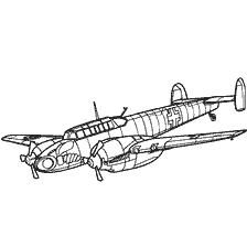 kolorowanka: Widok myśliwca Messerschmitt- 100C- 4 / B