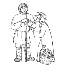 coloring page: Illustration to Pushkin's fairy tale "Pop hires Balda"