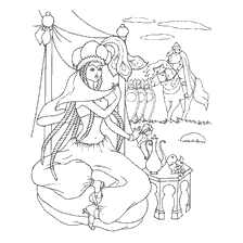 coloring page: Drawing of the Shamakhan Queen from the fairy tale of Pushkin