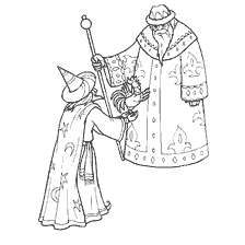 coloring page: Illustration to the fairy tale of Alexander Sergeyevich Pushkin Stargazer at the Tsar