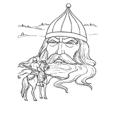coloring page: Illustration to Pushkin's fairy tale Living Head