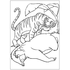 pagina da colorare: Colorare Sher Khan e Baloo dal libro della giungla