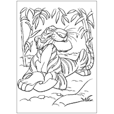 pagina da colorare: Disegno della tigre Sher Khan dal libro della giungla per la colorazione
