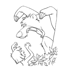 pagina da colorare: Baloo e Mowgli su un libro colorante di The Jungle Book