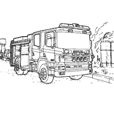 coloring page: Coloring of a Scania-based fire truck