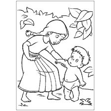 pagina da colorare: Scena da Il libro della giungla: Sorella e Piccolo Fratello