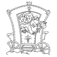 pagina da colorare: Illustrazione della carrozza reale dal racconto di Charles Perrault.
