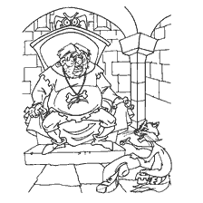 pagina da colorare: Immagine dal libro di colorazione di Charles Perrault con un cannibale e un gatto