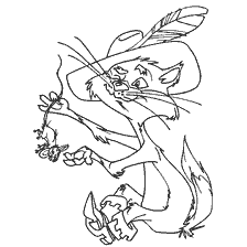 pagina da colorare: Gatto in un cappello tiene un topo su una corda dalla fiaba di Charles Perrault