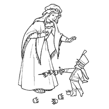 pagina da colorare: Immagine della fiaba The Nutcracker and the Mouse King, che raffigura Marie e il Nutcracker.