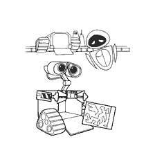 pagina da colorare: WALL-E e i suoi amici nella colorazione
