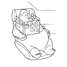 pagina da colorare: Fatty WALL-E siede su una sedia con uno schermo
