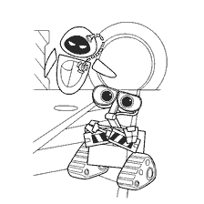 pagina da colorare: Disegno da WALL-E ed Eva per la colorazione