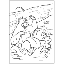 pagina da colorare: Balu Orso gode nuotare nel fiume