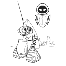 pagina da colorare: Colorazione Wall-E con Valli e Eva