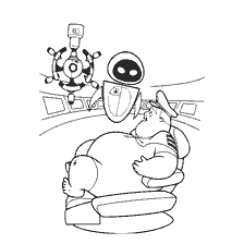 pagina da colorare: Capitano da WALL-E e robot Eva