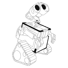 pagina da colorare: Colorazione del personaggio WALL-E dal cartone animato Pixar