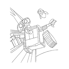 pagina da colorare: Immagine per la colorazione con i personaggi WALL-E e Eve