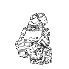 pagina da colorare: Wall-E sullo sfondo della spazzatura