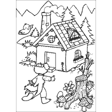 pagina da colorare: Tre porcellini, dove il lupo non poteva salire alla casa