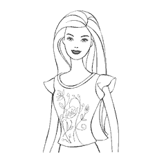 kleurplaat: Barbie in een geverfd geborduurd t-shirt
