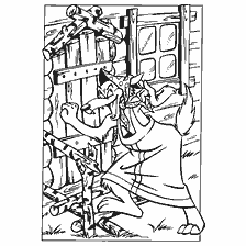 pagina da colorare: Colorare Wolf alla porta di una capanna da racconti popolari russi