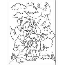 pagina da colorare: Disegni popolari russi Bambini coperti di mele