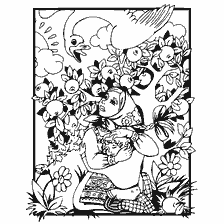 pagina da colorare: La storia di una ragazza e un cigno a un albero di mele