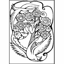 pagina da colorare: Colorazione di racconti popolari russi raffiguranti bambini e gru