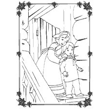 pagina da colorare: Disegnando da un libro di colorazione sul tema storie popolari russe, raffigurante una sorella e fratello