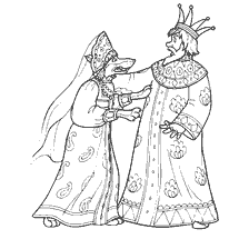 pagina da colorare: Il lupo e il re nella storia popolare