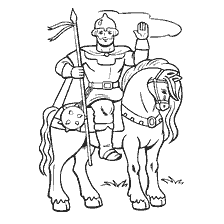 pagina da colorare: Colorare Bogatyr Ilya Muromets su un cavallo