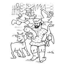 pagina da colorare: Illustrazione per racconti popolari russi raffiguranti personaggi e animali.