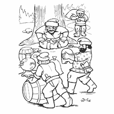 pagina da colorare: Benissimo: uomini con sacchi e barili.