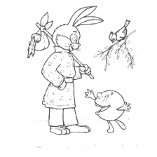 pagina da colorare: Kolobok e lepri dalla storia popolare russa sul libro di colorazione