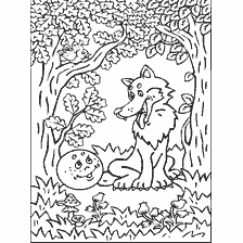 pagina da colorare: Colorare Kolobok e il lupo dalla storia popolare russa