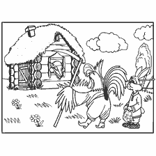 pagina da colorare: Attingendo dal libro di colorazione racconti popolari russi, dove il galletto insegue la volpe