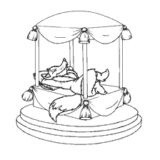 pagina da colorare: Disegno di una volpe riposare in un rifugio