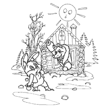 pagina da colorare: Illustrazione dalla fiaba di una volpe e un coniglio