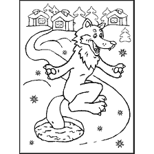 pagina da colorare: Wolf cattura pesce da storie popolari russe