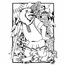 pagina da colorare: Dipingere Masha in una scatola sullo sfondo della foresta