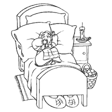 pagina da colorare: Mashenka su un letto in una favola