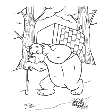 pagina da colorare: Un orso porta una scatola nella foresta