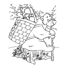 pagina da colorare: Colorare con un orso e Masha nel cestino