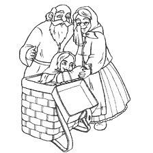 pagina da colorare: Illustrazione di Mashenka e nonni