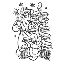 pagina da colorare: Illustrazione dal libro di colorazione racconti popolari russi: Frost, raffigura Babbo Natale e una ragazza