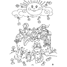 pagina da colorare: Colorazione basata sulla storia popolare russa ha tirato la rapa